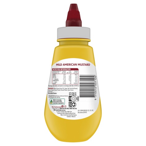 MasterFoods Mild American Mustard Bottle 250g