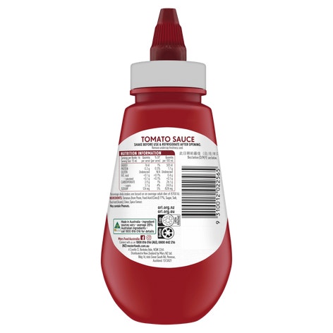 MasterFoods Tomato Sauce Bottle 250mL