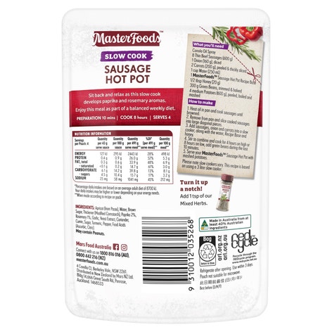 MasterFoods Sausage Hot Pot Slow Cook Recipe Base 175g
