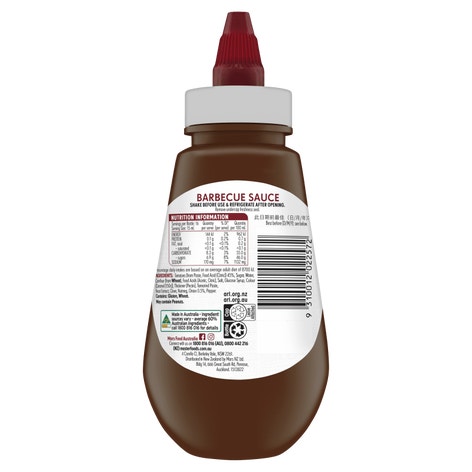 MasterFoods Barbecue Sauce Bottle 250mL