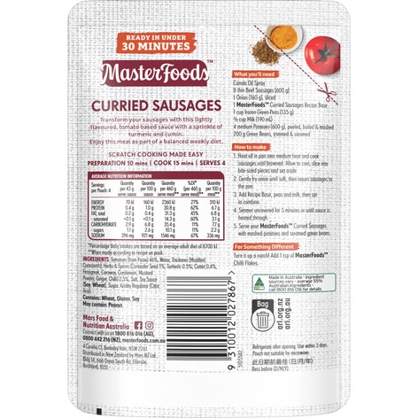 MasterFoods Curried Sausages Recipe Base 175g