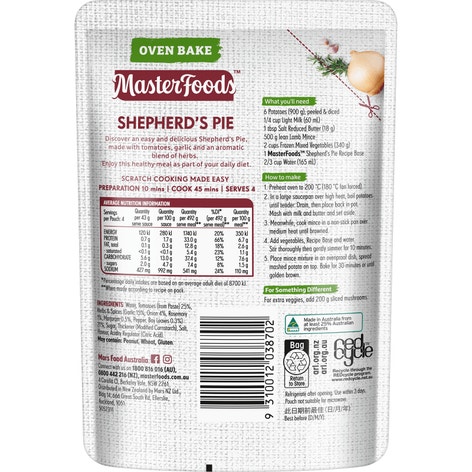 MasterFoods Shepherd's Pie Oven Bake Recipe Base 175g
