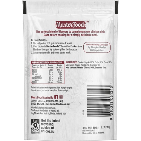 MasterFoods Perfect for Chicken Spice Blend 20g