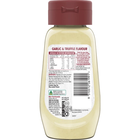 MasterFoods Garlic & Truffle Flavour No Rules Sauce 250ml