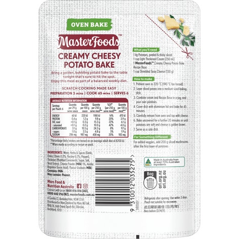 MasterFoods Creamy Cheesy Potato Oven Bake Recipe Base 175g
