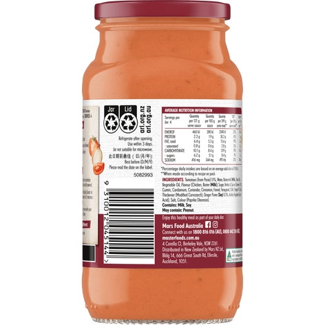MasterFood Butter Chicken Cooking Sauce 485g