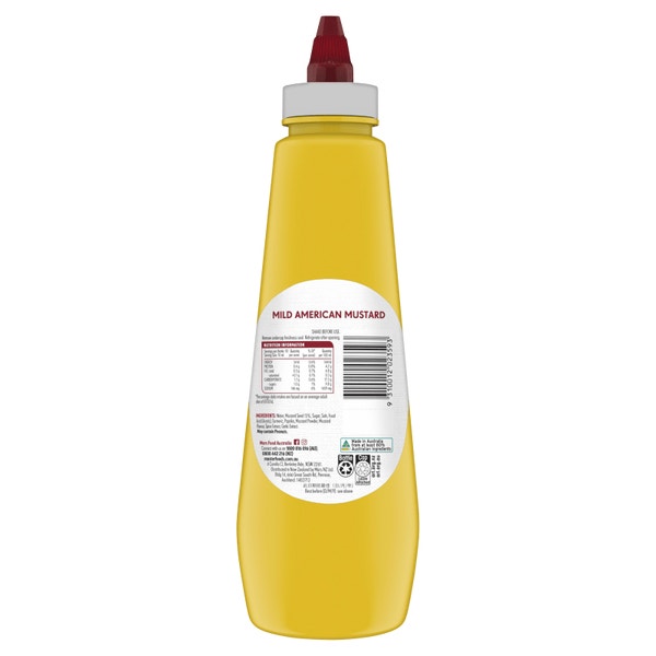 MasterFoods Mild American Mustard Bottle 920mL