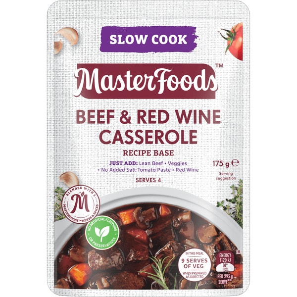 MasterFoods Beef & Red Wine Casserole Slow Cook Recipe Base 175g