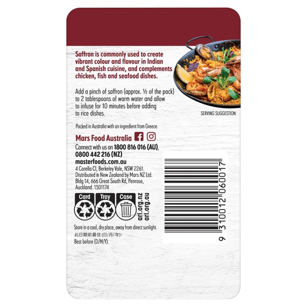 MasterFoods Pure Saffron 250 mg