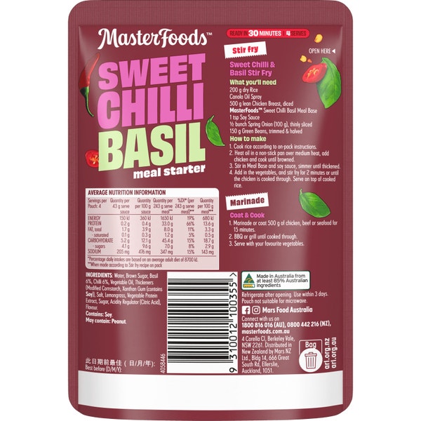 MasterFoods™ Sweet Chilli Basil Stir Fry or Marinade175g