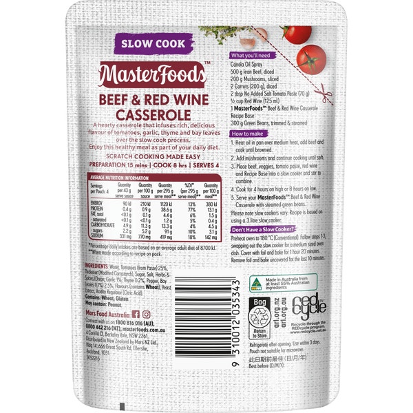 Try our slow cooked Beef & Red Wine Casserole Recipe BaseMasterFoods