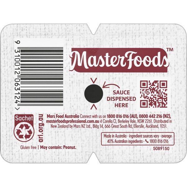 MasterFoods Paper-Based Recyclable Squeeze-On Tomato Sauce 10mL