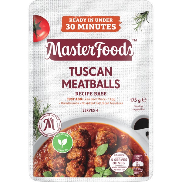 Masterfoods Tuscan Meatballs Recipe Base 175g