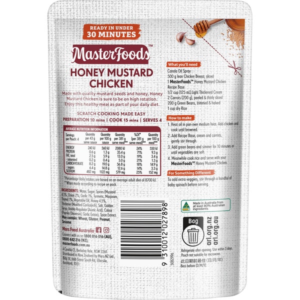 Try our quick and easy Honey Mustard Chicken Recipe BaseMasterFoods