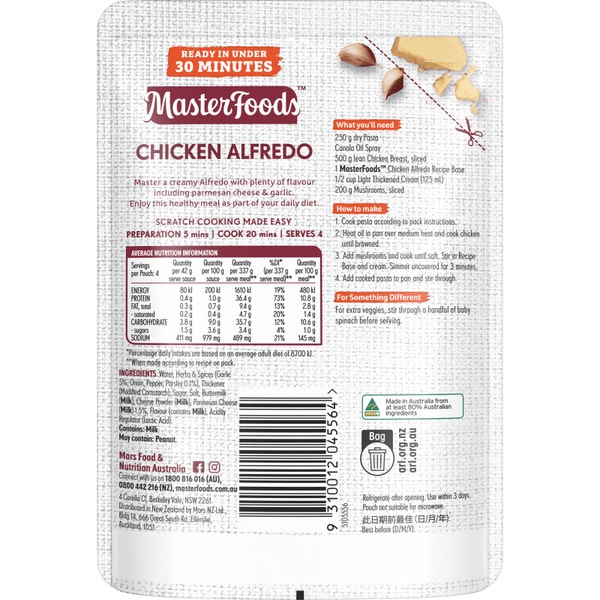 MasterFoods Chicken Alfredo Recipe Base 170g