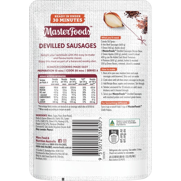 MasterFoods Devilled Sausages Recipe Base 175g