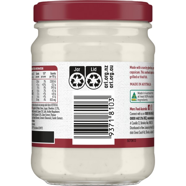 MasterFoods Traditional Tartare Sauce 220g