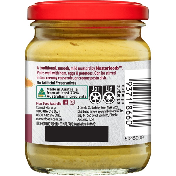 MasterFoods Mild English Mustard 175g