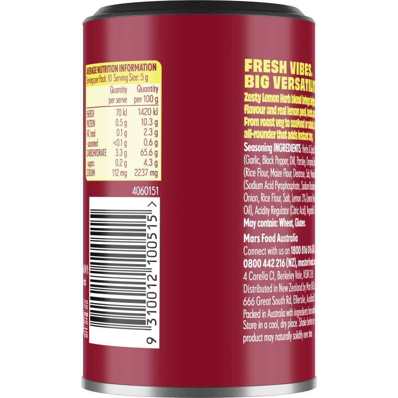 MasterFoods™ Zesty Lemon Herb Topper 50g