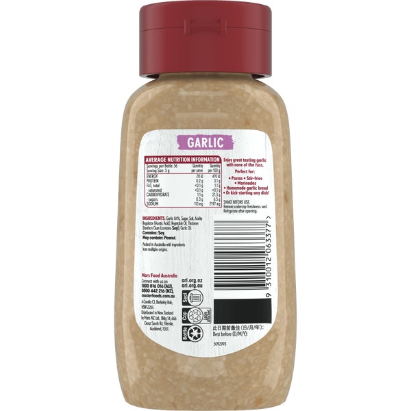 MasterFoods Finely Crushed Garlic 280g