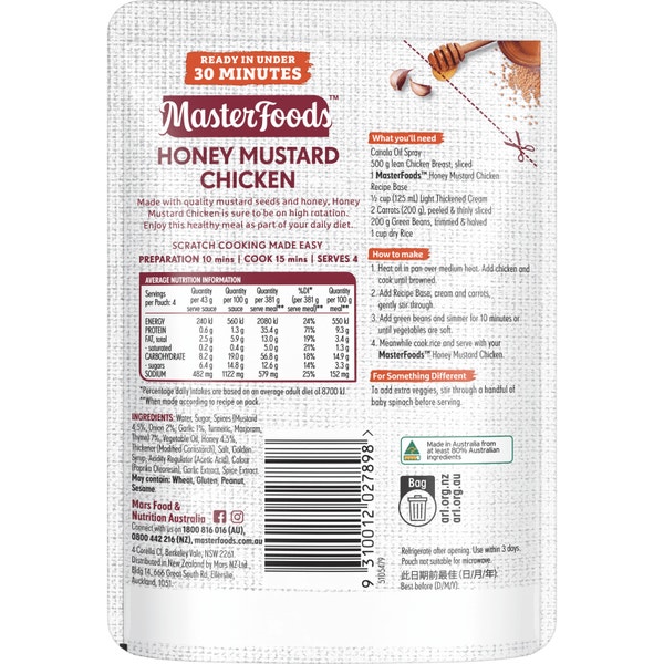MasterFoods  Honey Mustard Chicken Recipe Base 175g