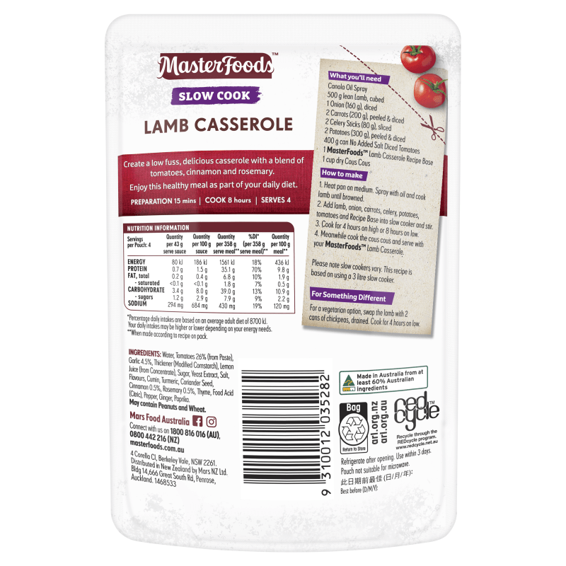Try our slow cooked Lamb Casserole Recipe Base MasterFoods
