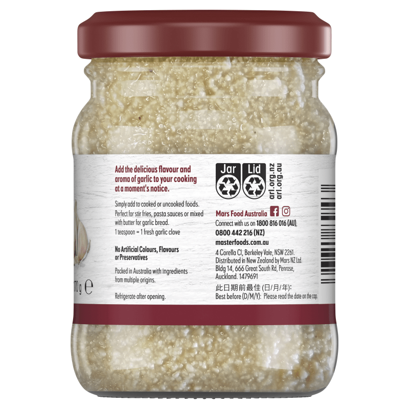 Try our easy to use Finely Crushed Garlic MasterFoods™
