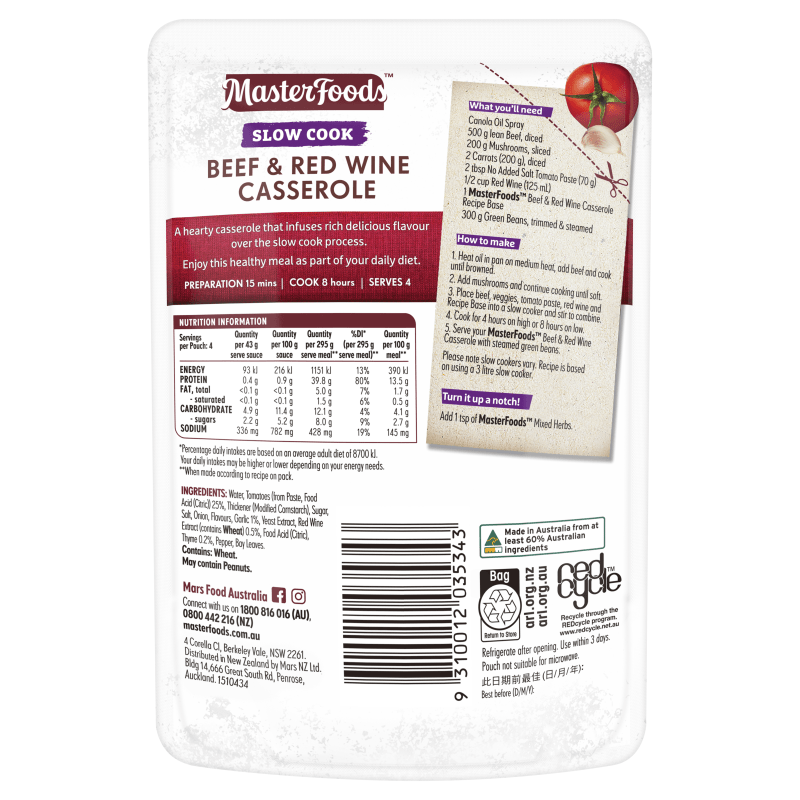 Try our slow cooked Beef & Red Wine Casserole Recipe BaseMasterFoods