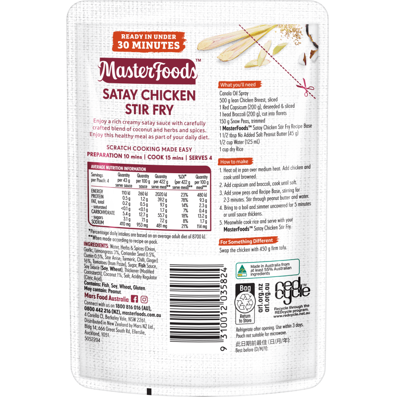 Try our easy Chinese Satay Chicken Stir Fry Recipe Base MasterFoods