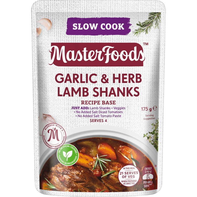 Try our slow cooked Garlic & Herb Lamb Shanks Recipe BaseMasterFoods
