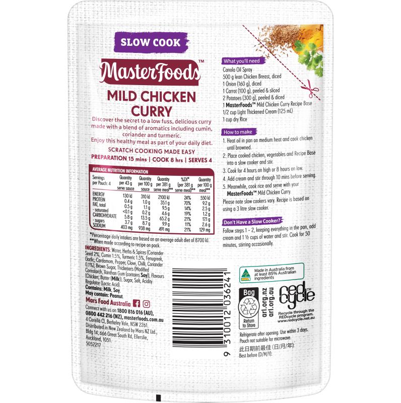 Try our slow cooked Mild Chicken Curry Recipe Base MasterFoods