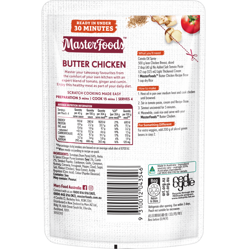 Try our easy Butter Chicken Curry Recipe Base MasterFoods